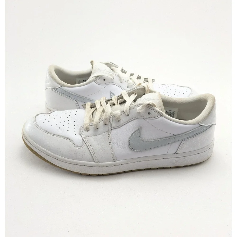 Mens Air Jordan 1 Low White Gum Platinum‎ White Leather Shoes DD9315-111 Size 12